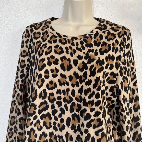 KATE SPADE | Leopard Print Long Sleeve Ruffle Bottom Size XS - Picture 2 of 11
